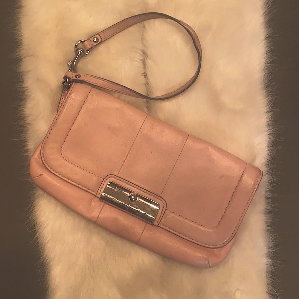 Pink Coach Leather Clutch